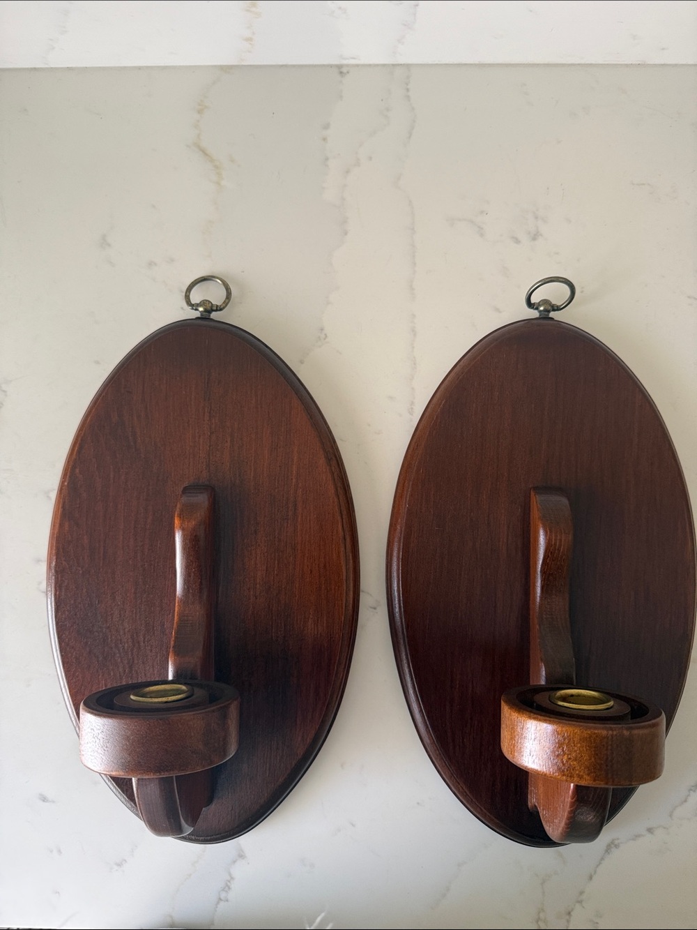 Vintage Wooden Candle Sconces Set of 2